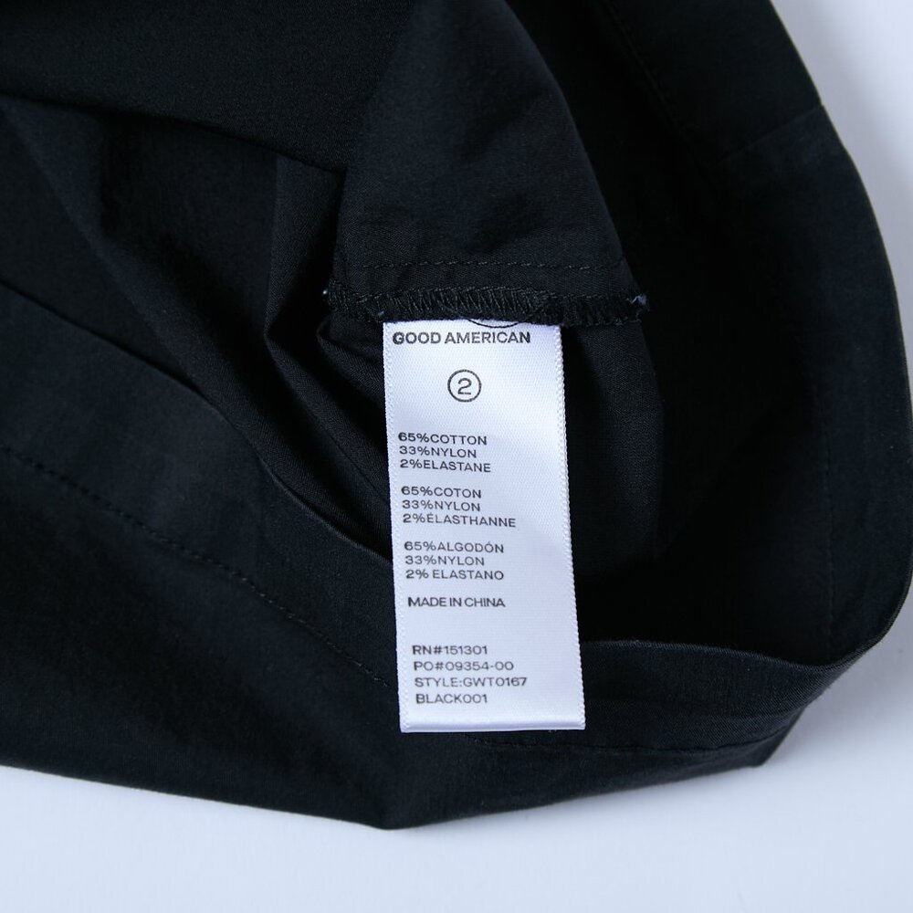 Good American Split Back Poplin Button Up Shirt black size 2 XS office siren - Picture 10 of 13